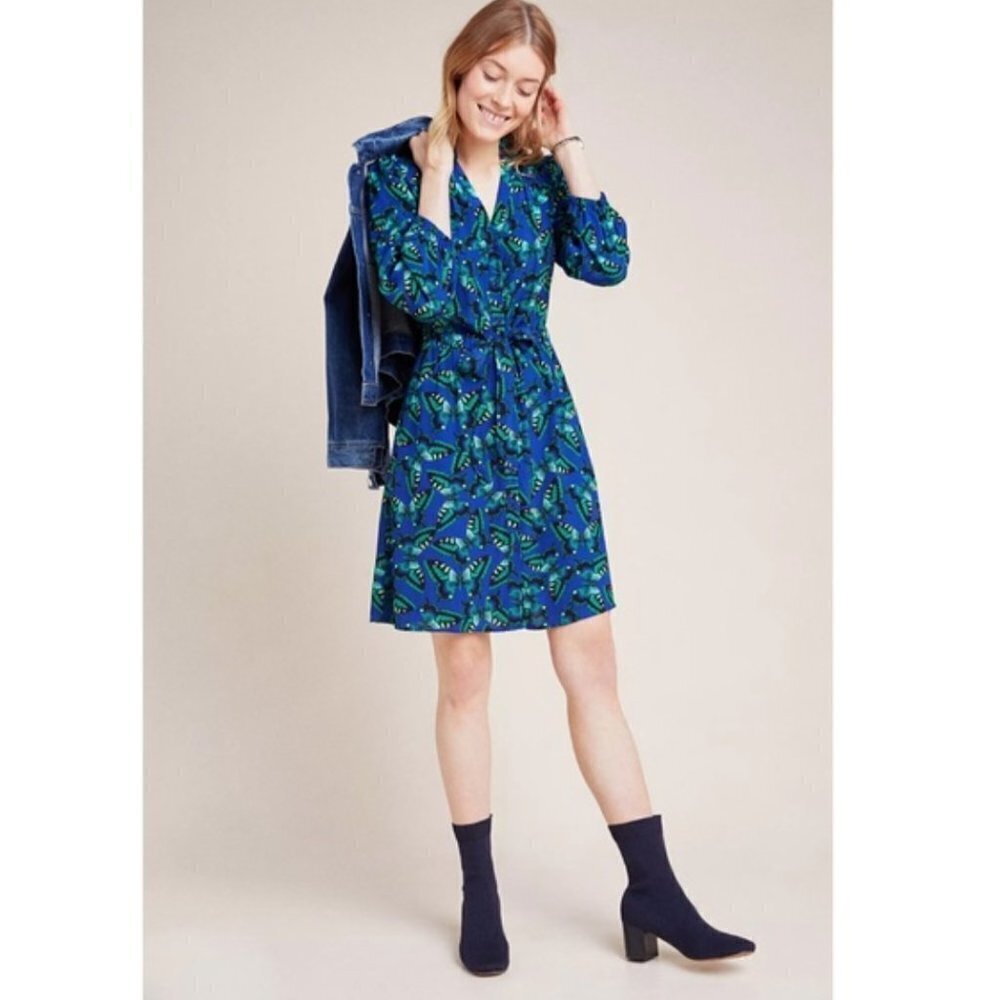 NWT Maeve Anthropologie Pippa Butterfly Shirtdress Small NWOT JB